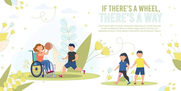 Disabled Children Social Equality Vector Banner — 스톡 벡터