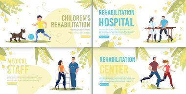 Klinik Rehabilitasyon Hizmetleri Vektör Web Afişleri