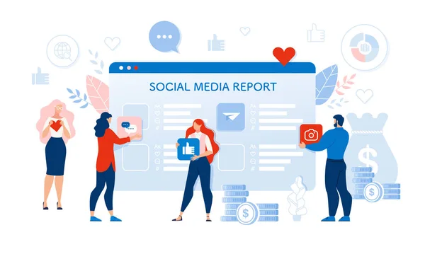 Relatório de Auditoria de Mídia Social e Resposta do Usuário de Pessoas —  Vetores de Stock