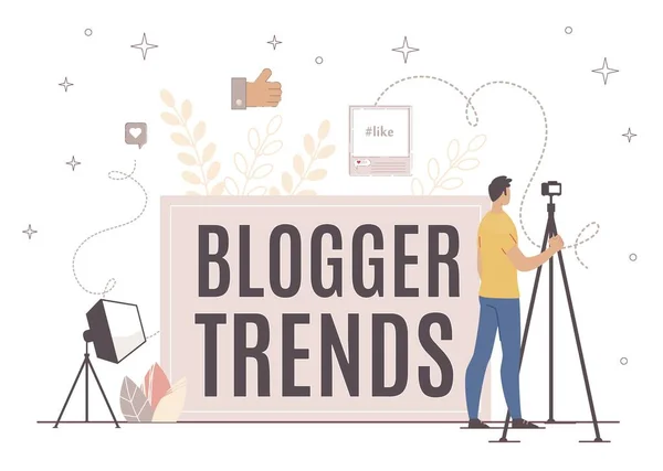 Blogger trends in video-opname en -verwerking. — Stockvector