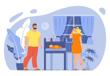 Bebek Uyku Sorunları Moda Düz Vektör Kavramı