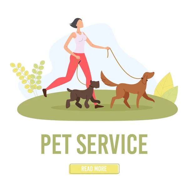 Pet Walking Service Platte Vector Landing Page — Stockvector