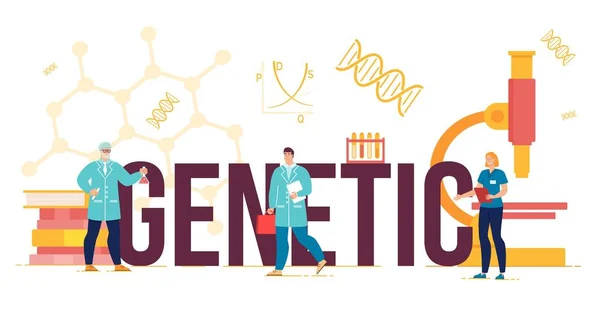Genetyczny Wielki List i Mały Zespół Naukowców — Wektor stockowy