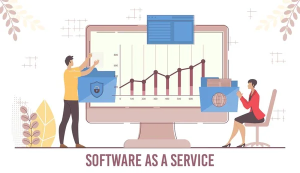 Gli imprenditori utilizzano Saas per l'elaborazione delle informazioni — Vettoriale Stock