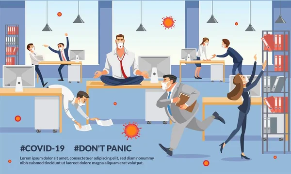 Man Boss reste calme au milieu de la panique du coronovirus — Image vectorielle