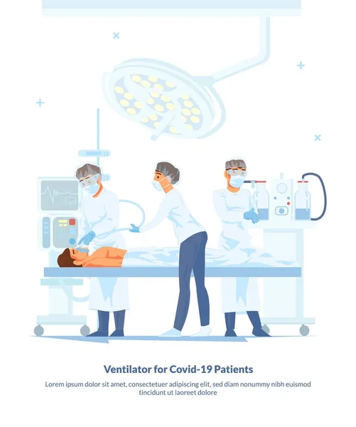 Ventilador de ilustración plana para pacientes con Covid-19 — Vector de stock