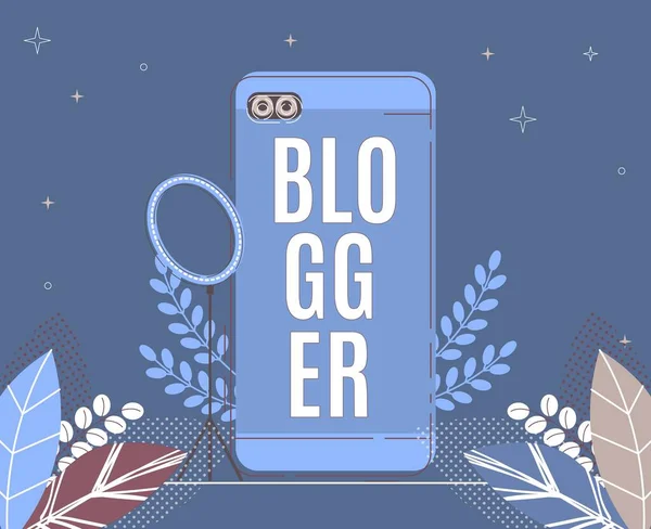 Video auf Smartphone aufnehmen, um Blogger zu werden. — Stockvektor