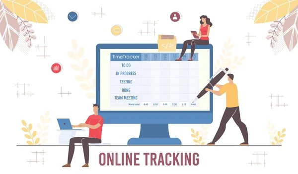 Remote Staff Control Application Online Tracking Royalty Free Stock Illustrations