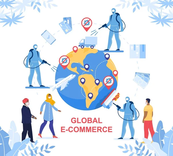 Global E-Commerce in Worldwide Covid19 Pandemic — Stock Vector