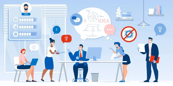 Idea New Project Office Discussion after Covid19 Stock Illustration