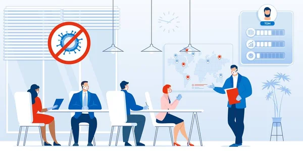 Briefing, Business Meeting after Covid19 Outbreak Royalty Free Stock Illustrations
