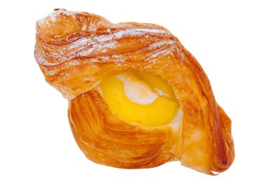 Beyaz arkaplanda izole edilmiş Danimarka hamur işlerini kapat