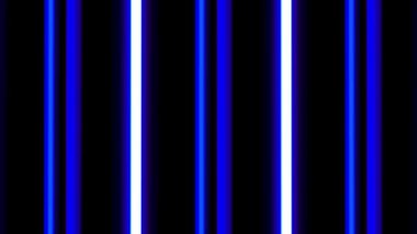 Mavi neon dikey çizgiler hareket siyah. VJ döngü. Çizgili arka plan.
