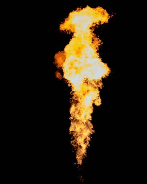 Parlak izole yangın. Gaz yakıcı alev dil gider.