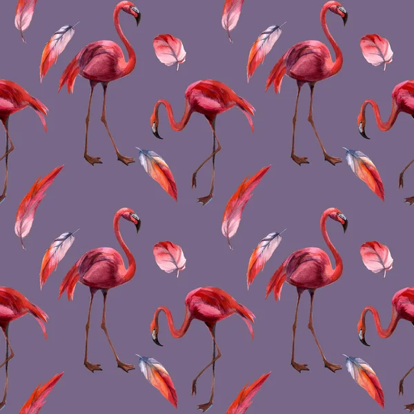 Watercolor flamingo pattern. Hand Drawn bird. Print for textile, cloth, wallpaper, scrapbooking