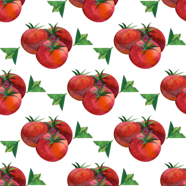Watercolor seamless pattern with tomato. Hand drawing decorative background. Print for textile, cloth, wallpaper, scrapbooking