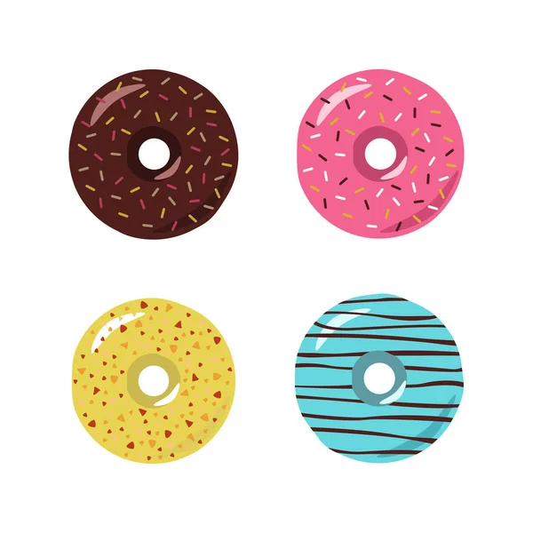 Donuts. Set de rosquillas multicolores aisladas sobre fondo blanco — Vector de stock