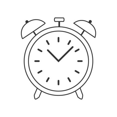 Çizgi sanatı tarzında çalar saat. Beyaz arkaplanda izole