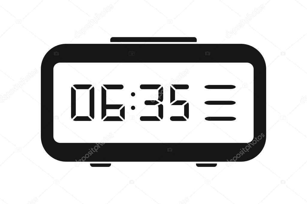 Relojes digitales. Silueta de despertador electronico aislado sobre fondo blanco Vector de stock por TanyaBegun 320609400