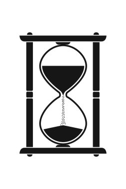 Saat. Beyaz arkaplanda izole edilmiş kum saati silueti