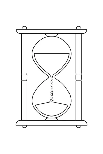 Horloge. Verre de sable dans l'art de ligne de style isolé sur fond blanc — Image vectorielle