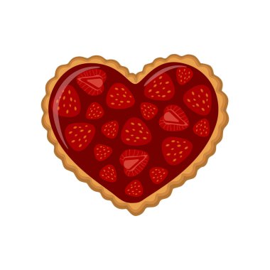 Beyaz arkaplanda çilek reçeli olan Sevgililer Günü için kurabiye.