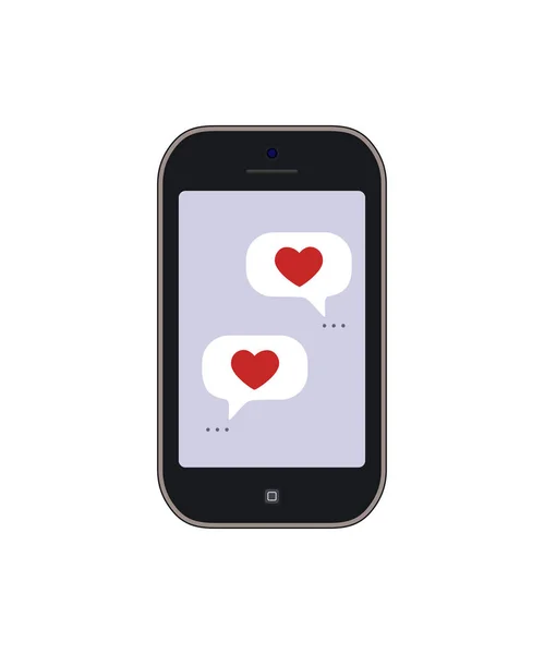 Dia dos Namorados. Mensagem romântica no telefone móvel — Vetor de Stock