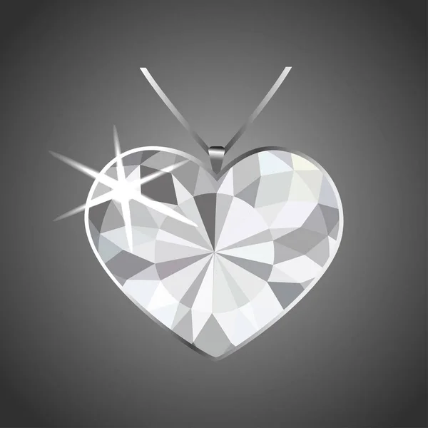 Des bijoux de luxe. pendentif coeur diamant blanc sur fond sombre — Image vectorielle
