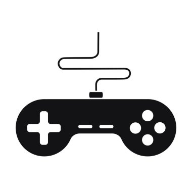 Oyun denetleyici simgesi silueti beyaz arkaplanda izole edildi. Vektör illüstrasyonu