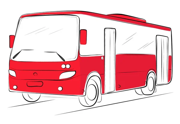 Ônibus Vermelho Moderno Com Contornos Pretos — Vetor de Stock