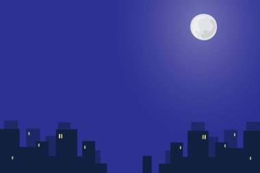 Gece şehir ve ay