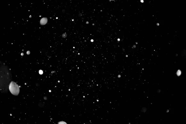 Текстура Падающего Снега Объемный Снег Боке Черном Фоне — стоковое фото