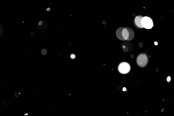 Textura Nieve Que Cae Nieve Volumétrica Bokeh Sobre Fondo Negro — Foto de Stock
