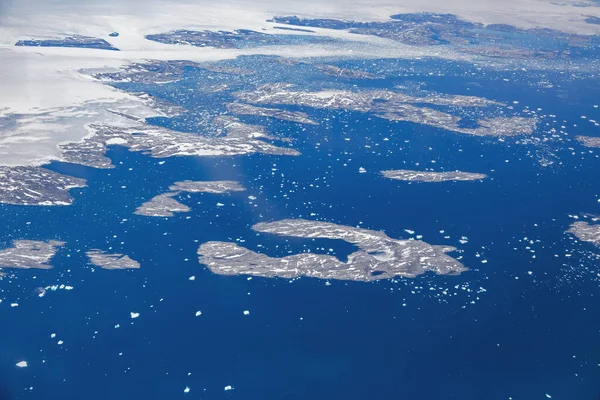 Vista Aérea Derretendo Calota Polar Gronelândia — Fotografia de Stock