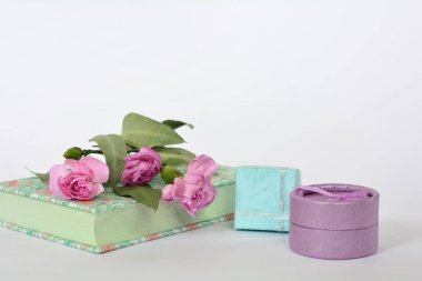 Provence stili pastel renkler defter günlüğü, çiçekler ve bo hediye