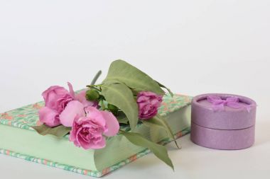 Provence stili pastel renkler defter günlüğü, çiçekler ve bo hediye