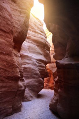 Red Canyon 'da yürüyüş yeri. Negev Çölü, Eilat, İsrail