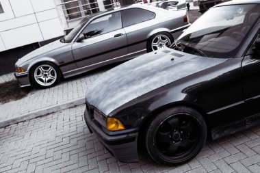 Moldova 09 / 25 / 2019. Sport Bmw E36 M3 Modern Stance Araba Yarışı Arabası Sürüklenen Patinaj, Temiz Lastikler