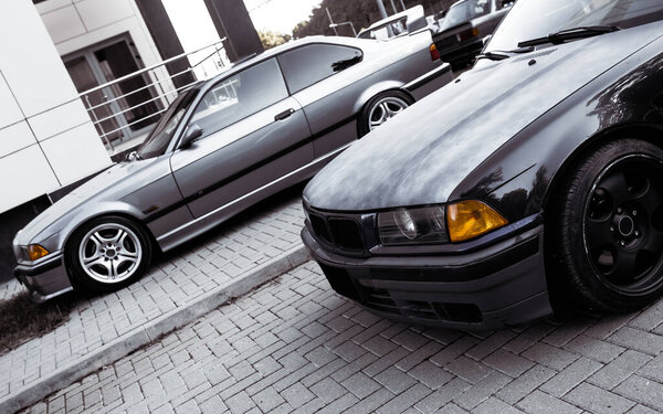 Moldova 25.09.2019. Sport Bmw E36 M3 Современный стояночный гоночный автомобиль Drifting Burnout, Чистые BBS колеса
