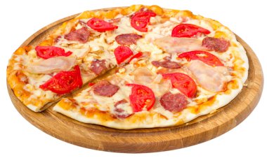 Pastırmalı ve salamlı pizza..
