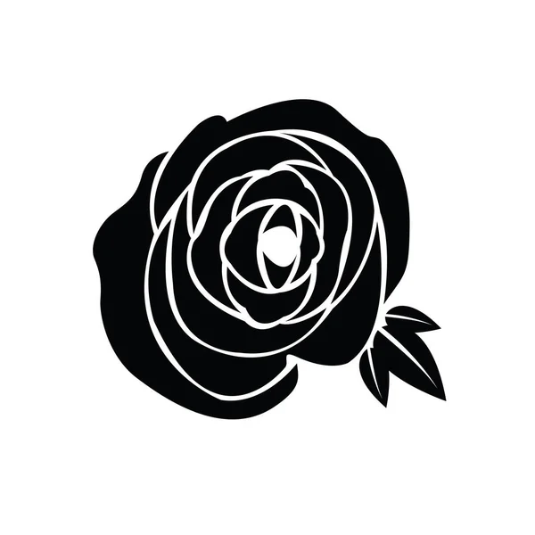 Silhouette noire de rose — Image vectorielle