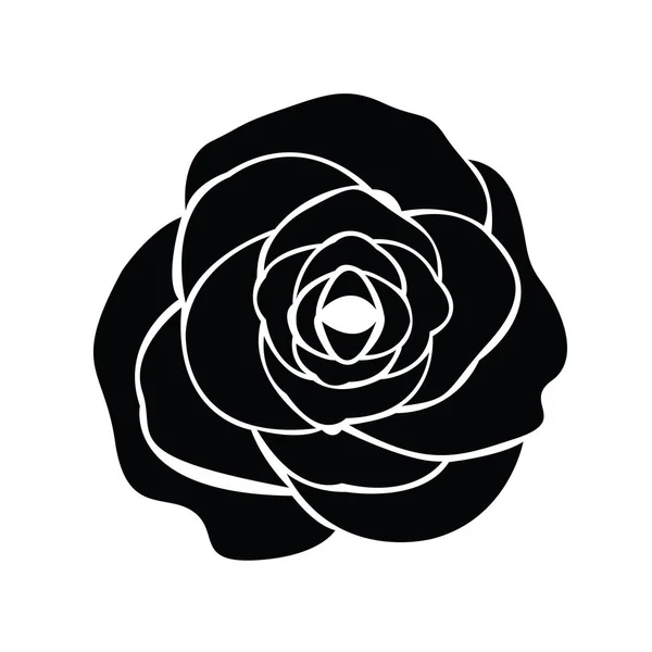 Silhouette noire de rose — Image vectorielle