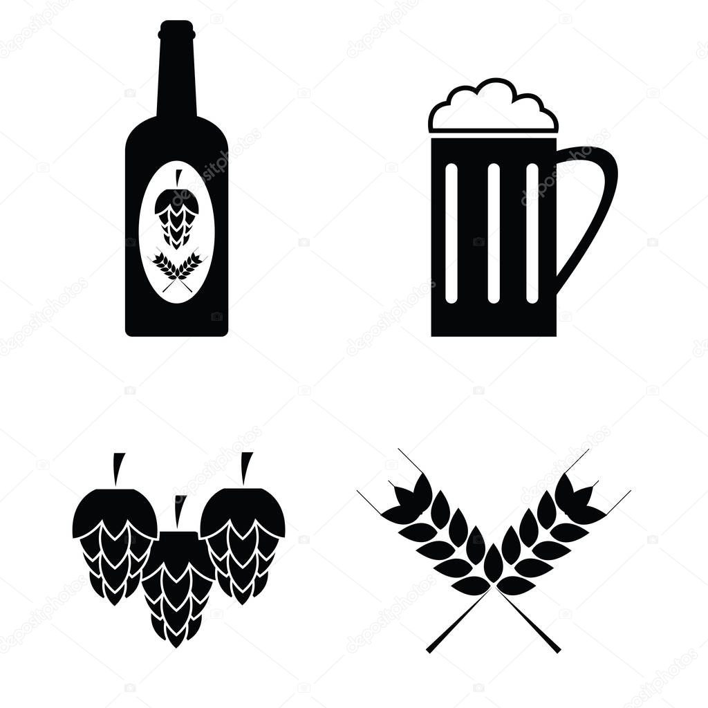 Collection of vector beer icons set.