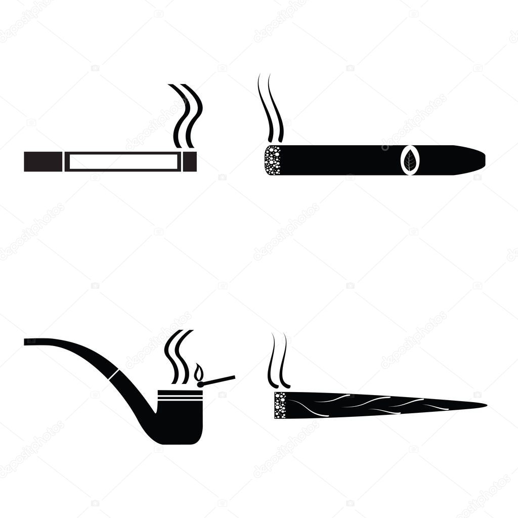 smoking silhouette icons set