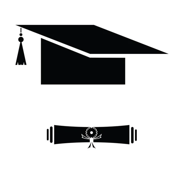 Tapa de graduación y diploma — Vector de stock