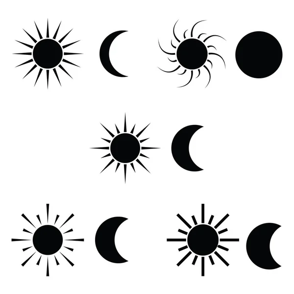 Sonne und Mond Ikone. — Stockvektor