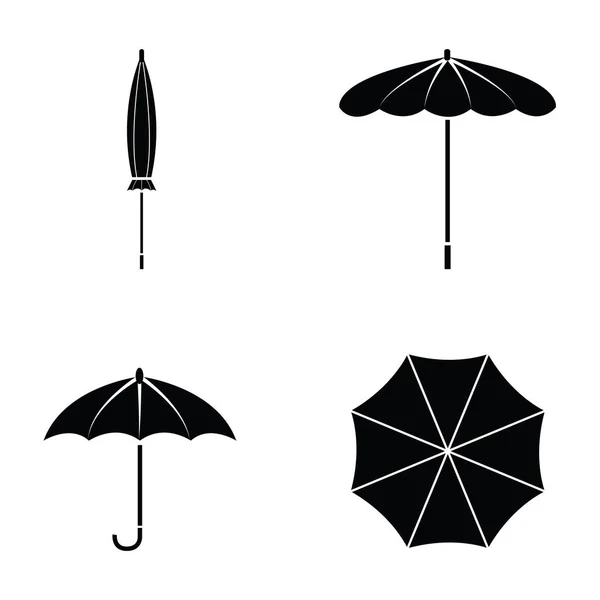 Vector black umbrella icon set. — Stock Vector