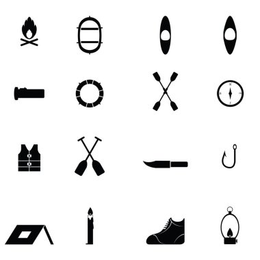 Vektör siyah şemsiye Icon set.