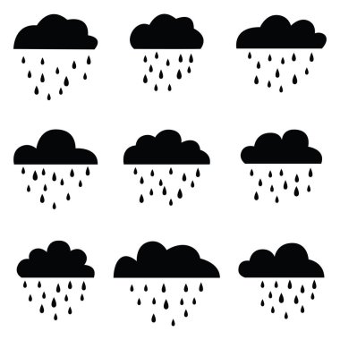 Yağmur ve bulutlar Icon set