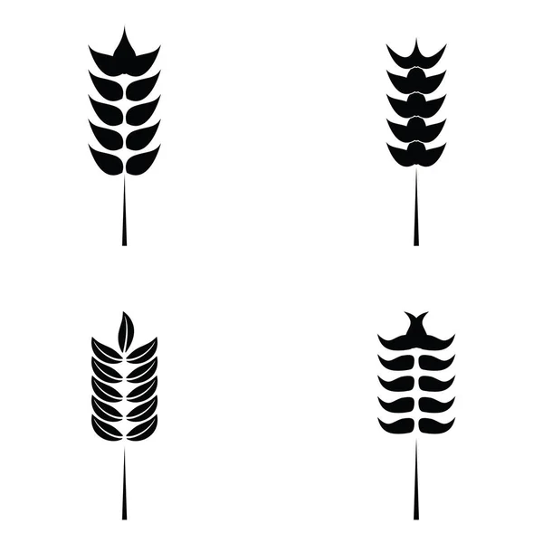 Granen pictogrammenset met rijst, tarwe. — Stockvector